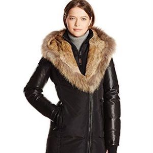 Rudsak leather sleeved with fur trim hood- size XS BRAND NEW
